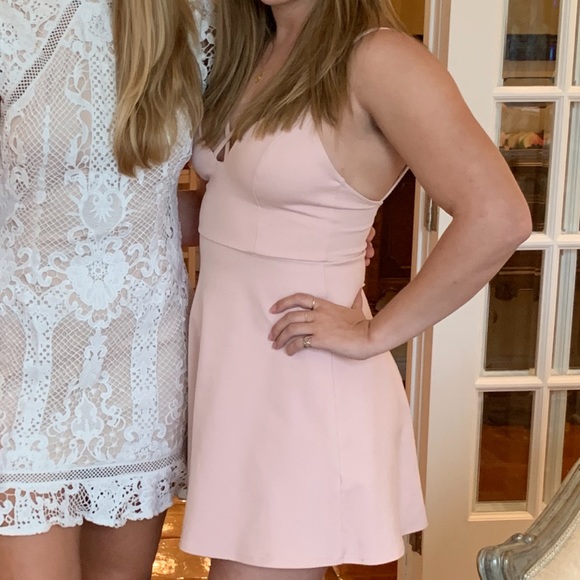 Boutique 1861 Light Pink Skater Dress with Crossed Strap Neckline - Picture 2 of 3